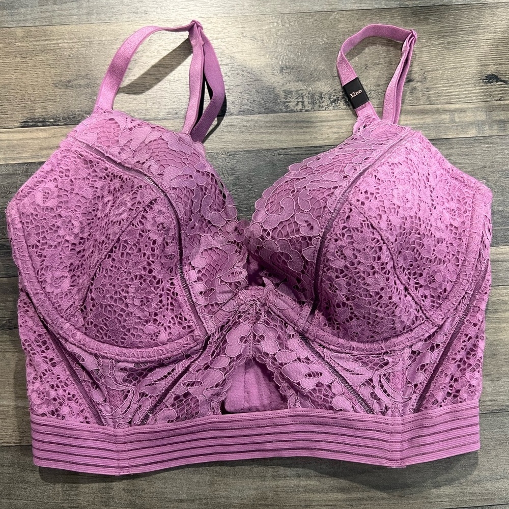 Victoria’s Secret Very Sexy Plunge Lace Cutout Corset Top 32DD– Dusk Mauve